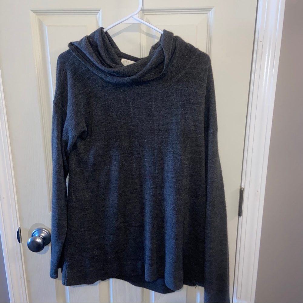 Debbie Morgan womens cowl neck sweater  large charcoal gray.
